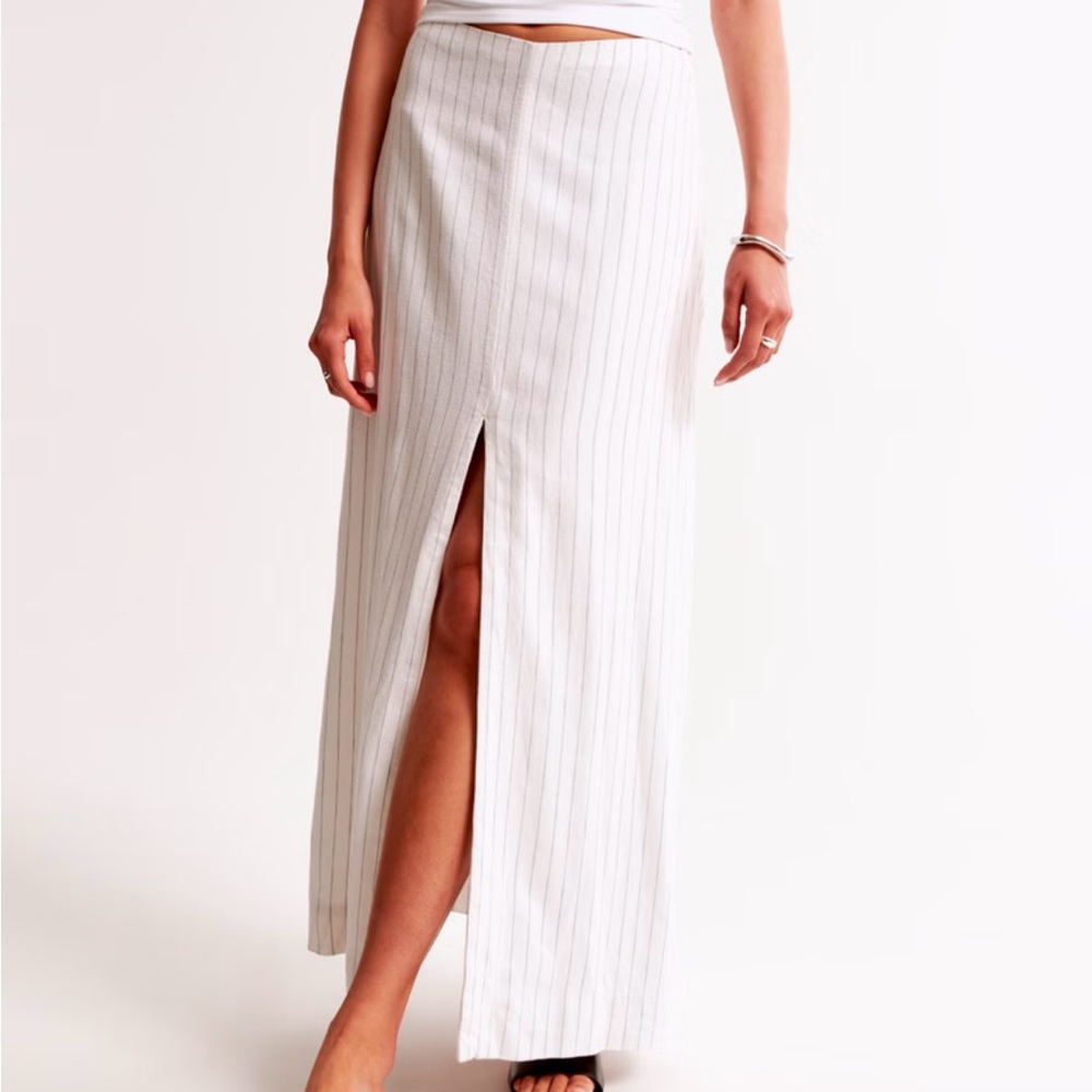 Abercrombie and fitch Linen-Blend Front-Slit Maxi Skirt